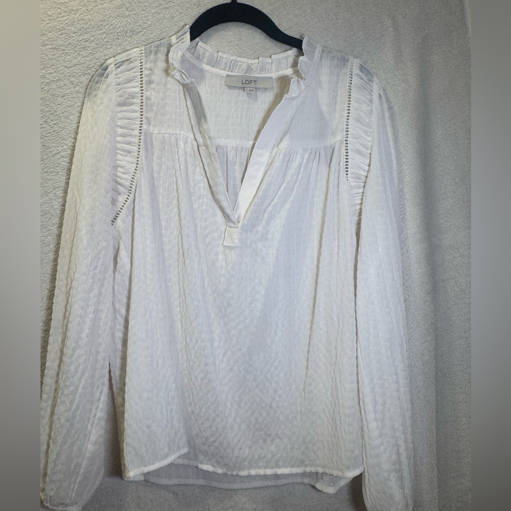 LOFT Women's Textured White Blouse